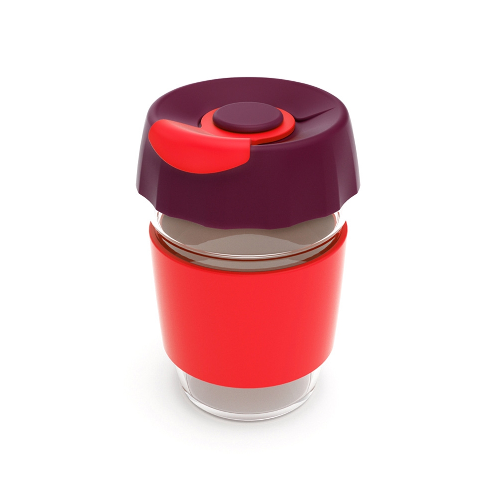Anti-scalding 12oz Reusable Glass Silicone Coffee Cup With Lid